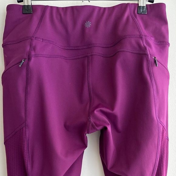 Athleta Mesh Contender Capri Athletic Leggings, Velvet Plum, Size Medium - Picture 12 of 16